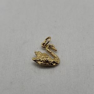 14k Swan Bird Pendant Solid Yellow Gold